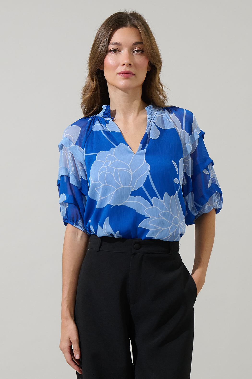 Seabloom Floral Terrie Ruffle Blouse