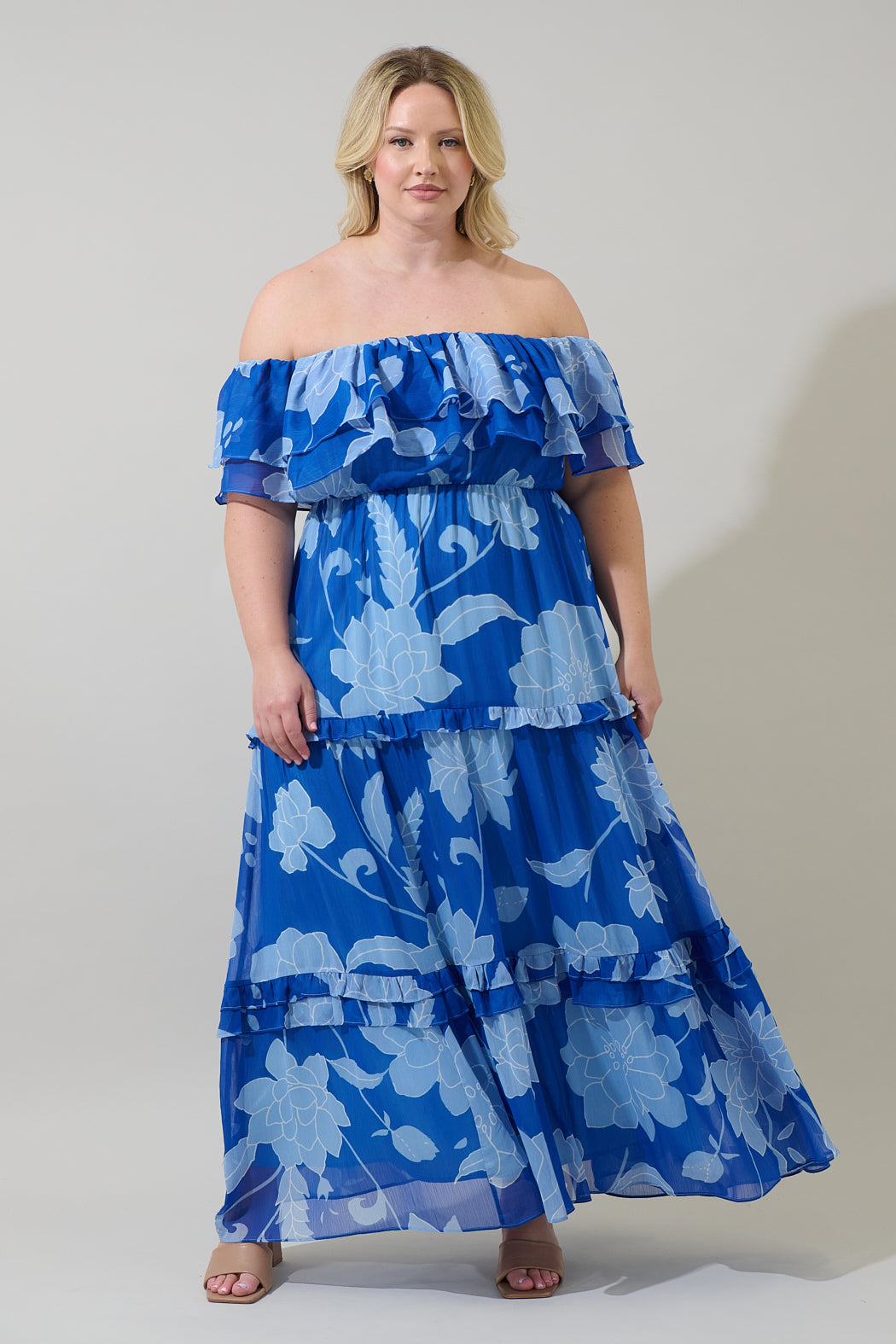 Seabloom Floral Gauri Off Shoulder Maxi Dress Curve